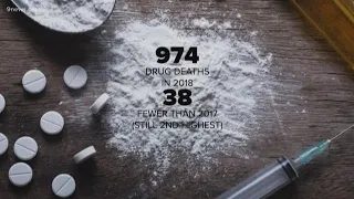 Drug overdose deaths are down year over year for the first time since 2012