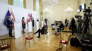 Pressekonferenz über die gemeinsame Initiative zur Stärkung des österreichischen E-Commerce.