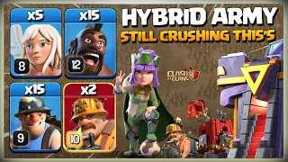 BROKEN! TH15 Hybrid | Th15 Queen Charge Hog Miner Attack Strategy | Best TH15 Attack Strategy Coc