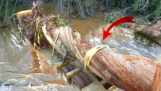 Crazy Dangerous Truck Driving Skills! Truck Crossing River & Extreme Muddy Road