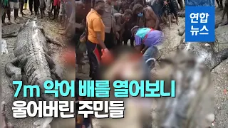 7ｍ 식인 악어 뭍으로 끌어올린 날…마을엔 통곡만  / 연합뉴스 (Yonhapnews)