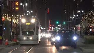 Detroit's QLine Tram at Night 11/19/22