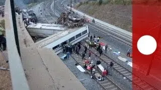 Moment of Spain train crash in Santiago de Compostela seen on security video