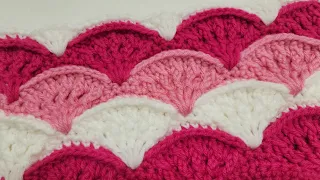 Crochet Stitch For Blankets and Scarf / Crochet Clam Stitch Tutorial