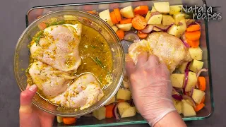 My husband asks to cook this dinner 3 times a week! Delicious recipe for chicken legs with potatoes