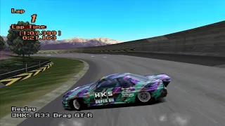 Gran Turismo 2: HKS R33 Drag GT-R drift/backward