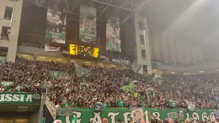 Euroleague 2023/4 : crazy Panathinaikos fans with Real Madrid in Oaka
