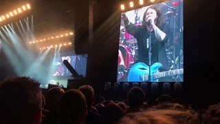 Dave Grohl talks to crowd at Rock Werchter 2017 about his 2015 accident