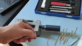 using a precision knife handle with a pick from the Lockmaster credit card pick set V2