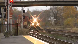 CN Train 149 Westbound Chased by VIA Train 61 Westbound October 26, 2023