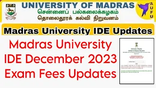 Madras University IDE December 2023 Exam Fees Important Updates 👍