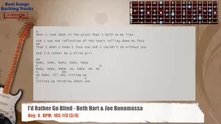 🎸 I'd Rather Go Blind - Beth Hart & Joe Bonamassa Guitar Backing Track with chords and lyrics