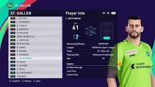 St.Gallen & Switzerland Super League & Players Ratings & eFootball PES 2021