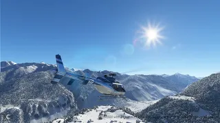 MSFS2020 Flying to snowy Serfaus in Austria