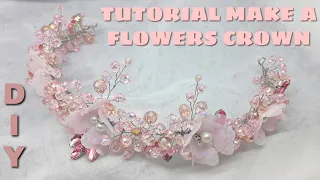 DIY | How to Make a pink flowerscrown / cara membuat mahkota bunga / diy crown tiara headpiece