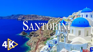 FLYING OVER SANTORINI (4K UHD) - Soothing Music Along With Beautiful Nature Video