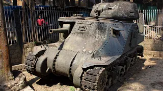 An M3 Lee/Grant tank which hasn't moved an inch since it was abandoned under fire in 1944 at Kohima