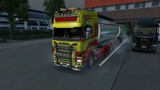 CUSTOM Scania R500  OPEN PIPES tandem driving - Euro Truck Simulator 2 v1.46 2K Gameplay