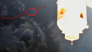 UFO flying by during dockings process Nauka module to the ISS