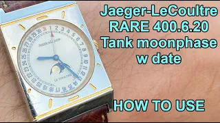(RARE) Jaeger-LeCoultre Tank moonphase ref 400.6.20 - 1990's - all original - serviced - How to use
