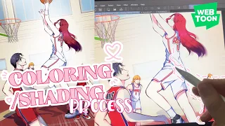 ♡ Draw with me! | Webtoon panel- coloring/shading process ♡