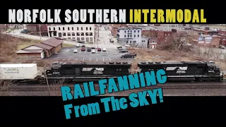 Norfolk Southern Intermodal Trains Railfanning From The SKY