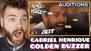 British Guy Reacting to GOLDEN BUZZER: Gabriel Henrique impressive high notes | Auditions | AGT 2023