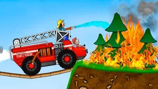 МАШИНКИ Hill Climb Racing #3 Пожарная машинка едет по лесу и горам. Кид на тачках