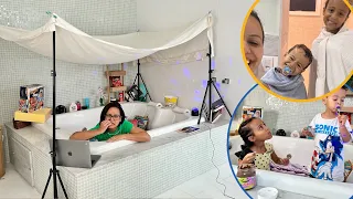 FIZ um QUARTO secreto na BANHEIRA - Lara e familia