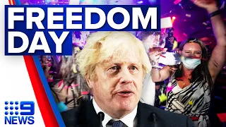 Nightclubs rejoice but fears linger over England's 'Freedom Day' | Coronavirus | 9 News Australia