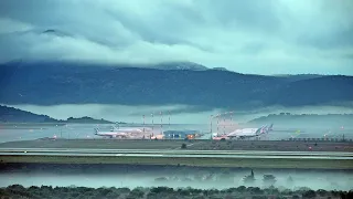 Athens airport during rain