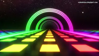 VJ LOOP 96 - 4K - 30 min - Rectangular Multicolor Cells And Arcs Under Starry Sky