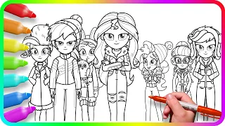 Coloring Pages EQUESTRIA GIRLS Winter. How to draw My Little Pony. Easy Drawing Tutorial Art. MLP