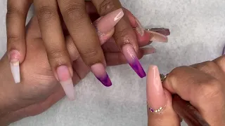 Acrylic Nails Tutorial | All Acrylic Ombré Nails | Pink and Purple Nails