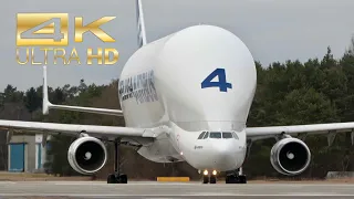 (4K) Airbus Beluga A300B4-608ST Super Transporter F-GSTD departure Manching Airbase ETSI IGS