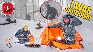 Captured By BIGFOOT!! 24 Hour Snowstorm Survival - Spy Gadgets, Fort Building (Sasquatch)