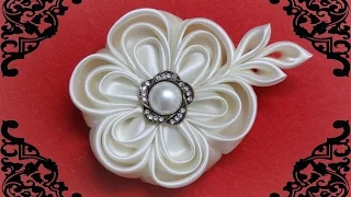 DIY kanzashi flower,wedding kanzashi flower accessoire tutorial, flores de cinta