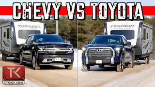 2022 Toyota Tundra vs Chevy Silverado - Which Pickup Pulls this Travel Trailer Better?