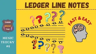 LEDGER LINE NOTES | LEARN FAST & EASY | MUSIC THEORY LESSON #4 | LEARNING MUSIC HUB