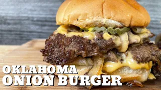 Oklahoma Onion Burger on the camp chef griddle (Flat top grill onion smashburger)