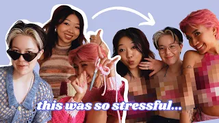 we tried crocheting tops for each other in 90 minutes !!! w/ Jaida & Grace | crochet telephone