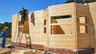 Amazing Fastest Wooden House Construction Method - Intelligent Process Log House Building in 1 Day