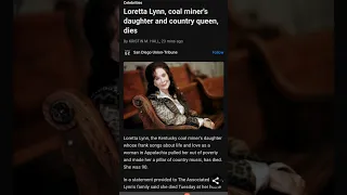Loretta Lynn dies at 90 from a coal miners daughter to country music royalty and legend!