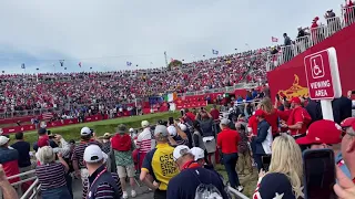 Bryson DeChambeau drives 1st green at Ryder Cup on Sunday Final Day - A Fans View