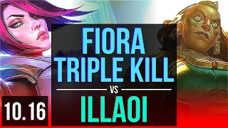 FIORA vs ILLAOI (TOP) | 3 early solo kills, Triple Kill, 500+ games, KDA 11/2/4 | KR Master | v10.16