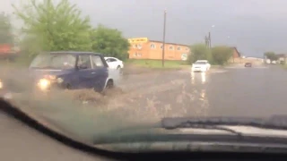 Потоп на дорогах после ливня