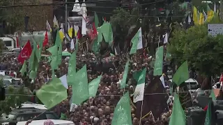Mourners gather in Beirut for funeral of Hamas commander Saleh Arouri