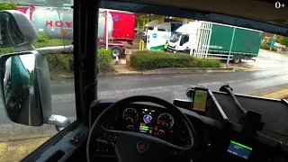 England routes driving POV by truck Scania R450 natural engine sounds