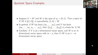 Linear Algebra review: Quotient Spaces