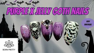 Purple Jelly Goth Nail Set using @bornprettyofficial X JELLY GELS